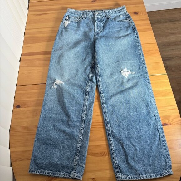 Adriano Goldschmied Knoxx High Rise Baggy Boyfriend Distressed 100% Cotton 28R - Picture 7 of 13